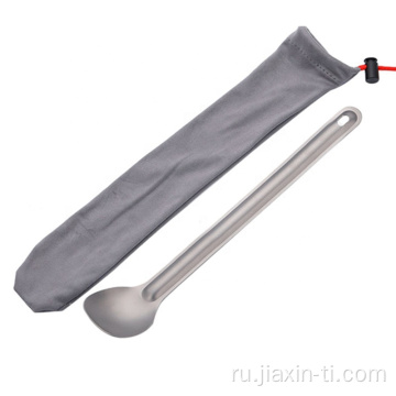 Легкая веса с длинной ручкой титановой ложки для кемпинга